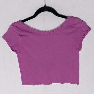 5/$25 Forever 21 Pink Ribbed Low Back Crop Top M/L